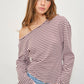 OSCAR ASYMMETRICAL LONG SLEEVE STRIPED TOP