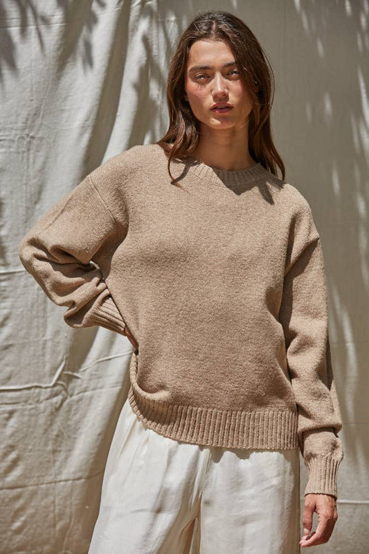 Knit Sweater Crew Neck Pullover Top
