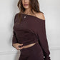 Sora Asymmetric Off-The-Shoulder Long Sleeve Top