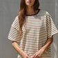 Cotton Striped Short Sleeve Crew Neck Top