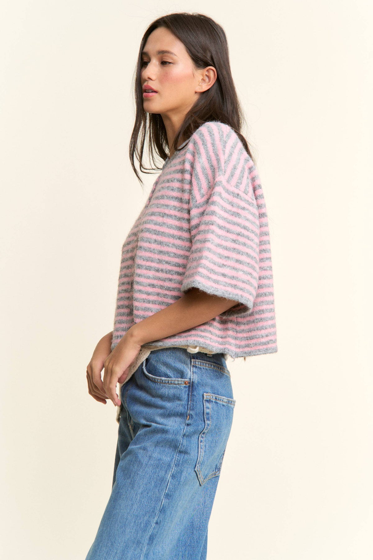Multi Striped Cropped Soft Knit