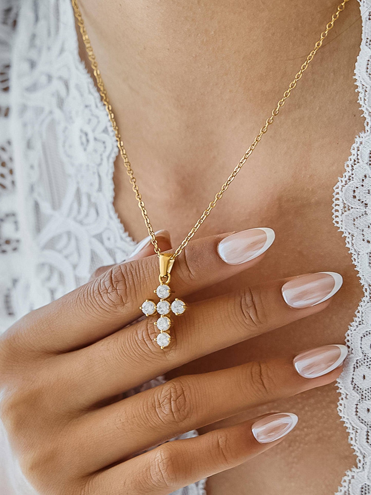 Raimon 18K Gold Non-Tarnish Dainty Cross Necklace