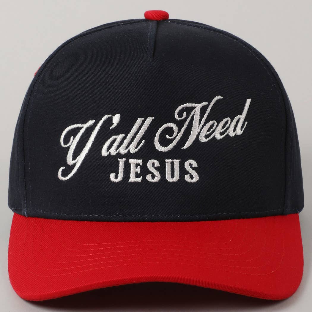 Y'all Need Jesus Lettering Embroidered Trucker Hat