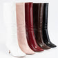 Croc Pattern Patent Finished Pointed Heel Boot