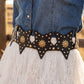 Studded Stars Western Link Vegan Leather Belt