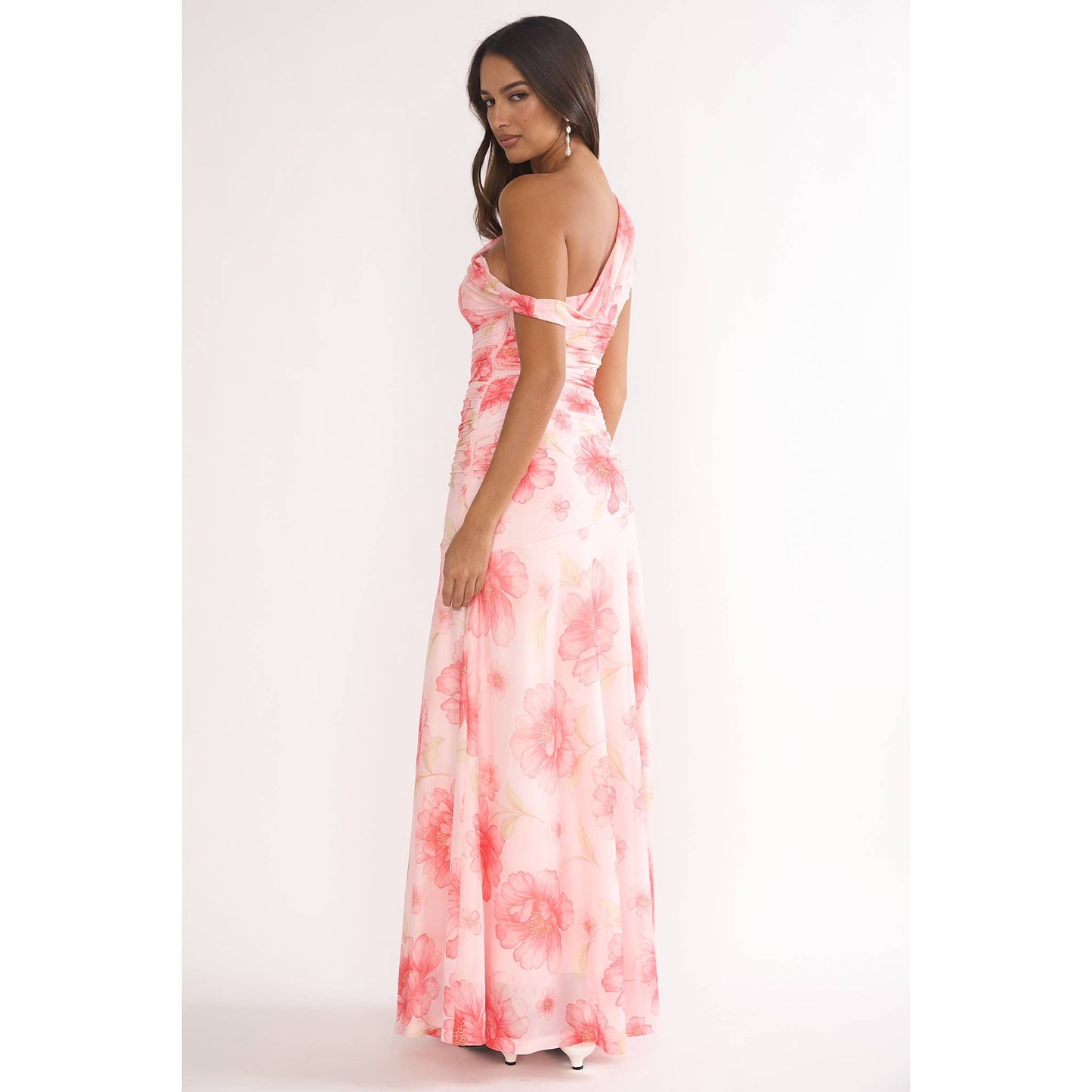 Asymmetrical One Shoulder Floral Maxi Dress