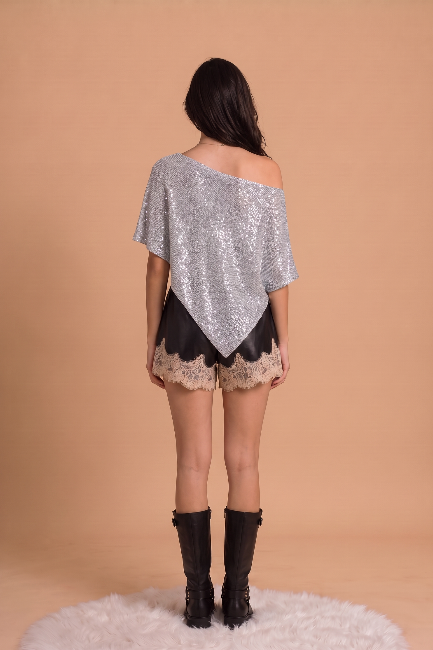 SEQUIN SWEATER PONCHO