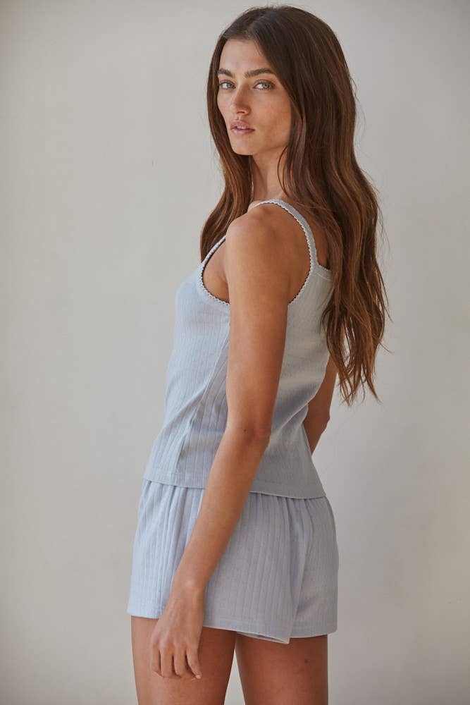 Knit Pointelle Ribbed Cami