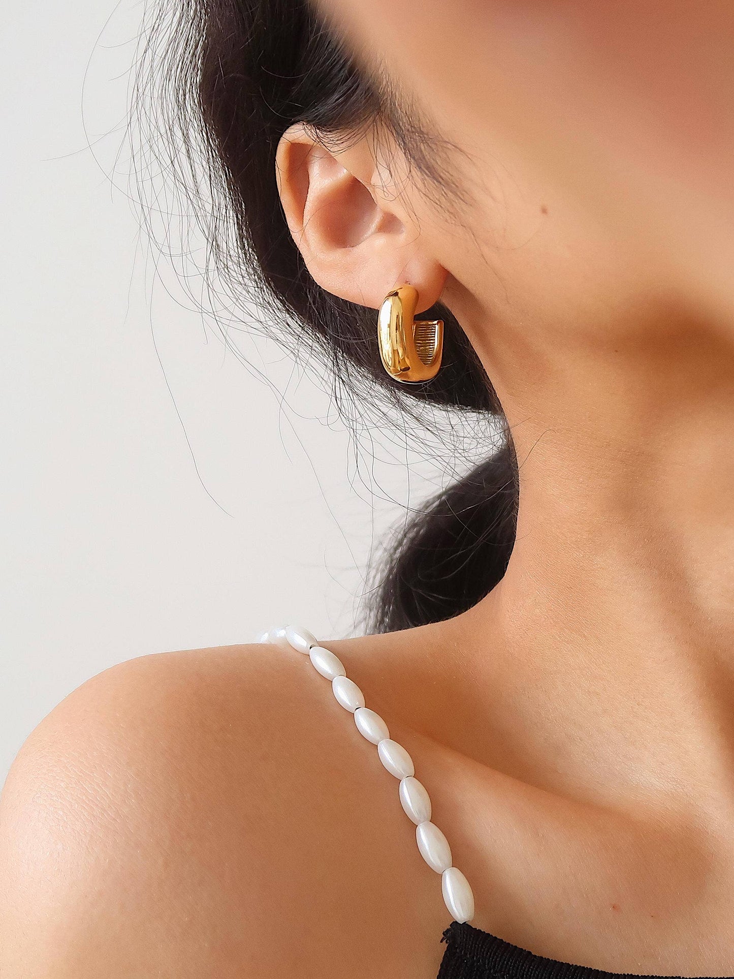 Demi 18K Gold Non-Tarnish Classic C Hoop Earring