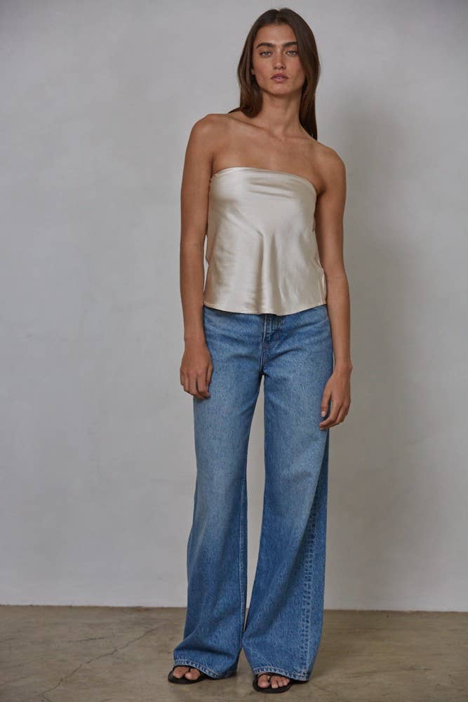 Woven Polyester Spandex Satin Tube Top