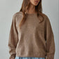 Knit Sweater Rolled Round Neck Pullover Top