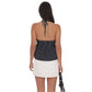 Pinstripe Scrunch Halter Top in Black