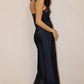 Lace Trim Satin Midi Dress
