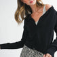 Ribbed Button-Up Knit Cardigan