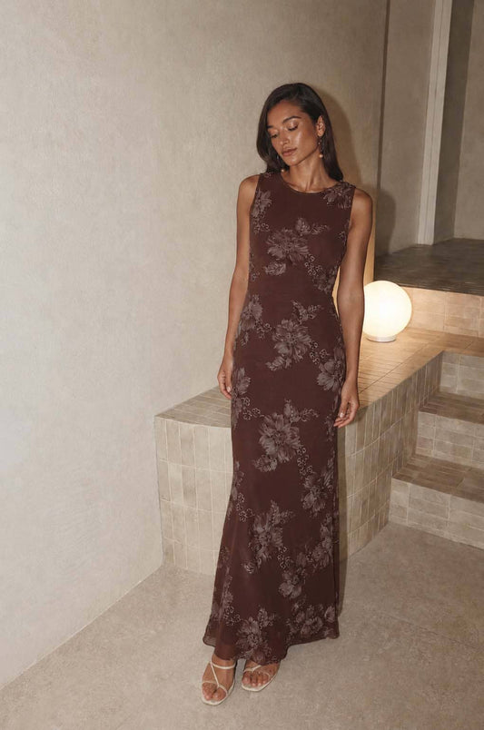 Brown Floral Dress