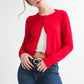 Ribbed Button-Up Knit Cardigan