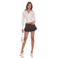 Pinstripe Pleated Ruffle Skort in Brown