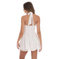 Floral Eyelet Halter Dress in White