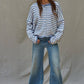 Knit Sweater Striped Button Down Cardigan