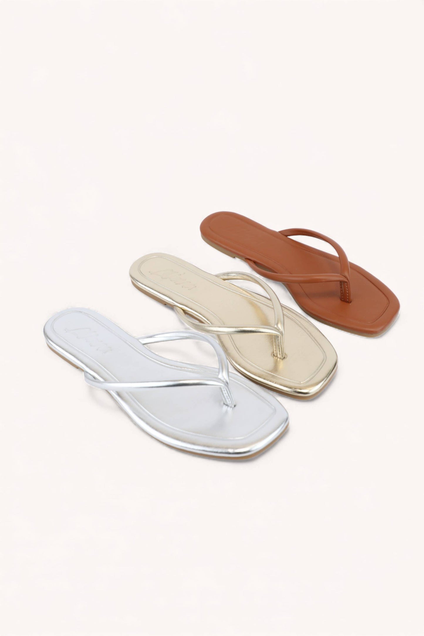 Solid Color Square Toe Thong Sandal