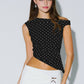 Polka Dot Asymmetrical Off Shoulder Top
