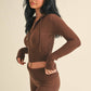 Slim Fit Zip Up Knit Sweater Hoodie