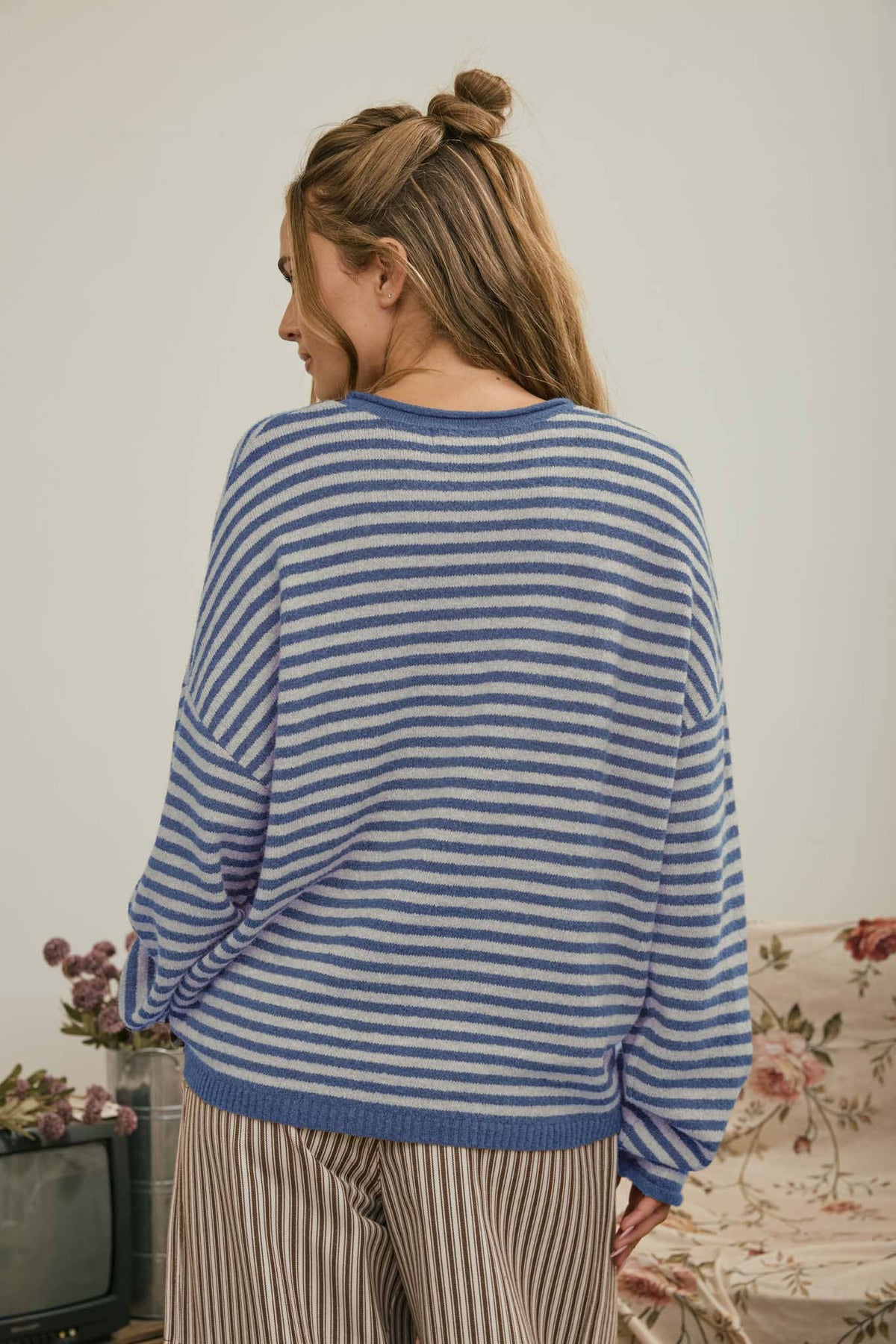 Henley Striped Sweater