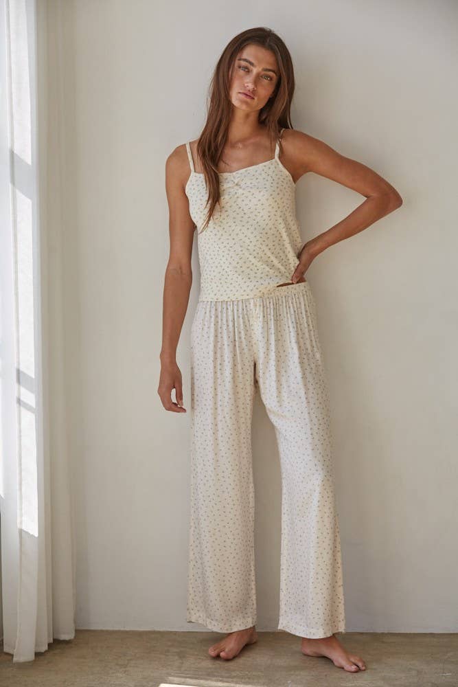 Cream Pointelle Floral Cami