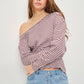 OSCAR ASYMMETRICAL LONG SLEEVE STRIPED TOP