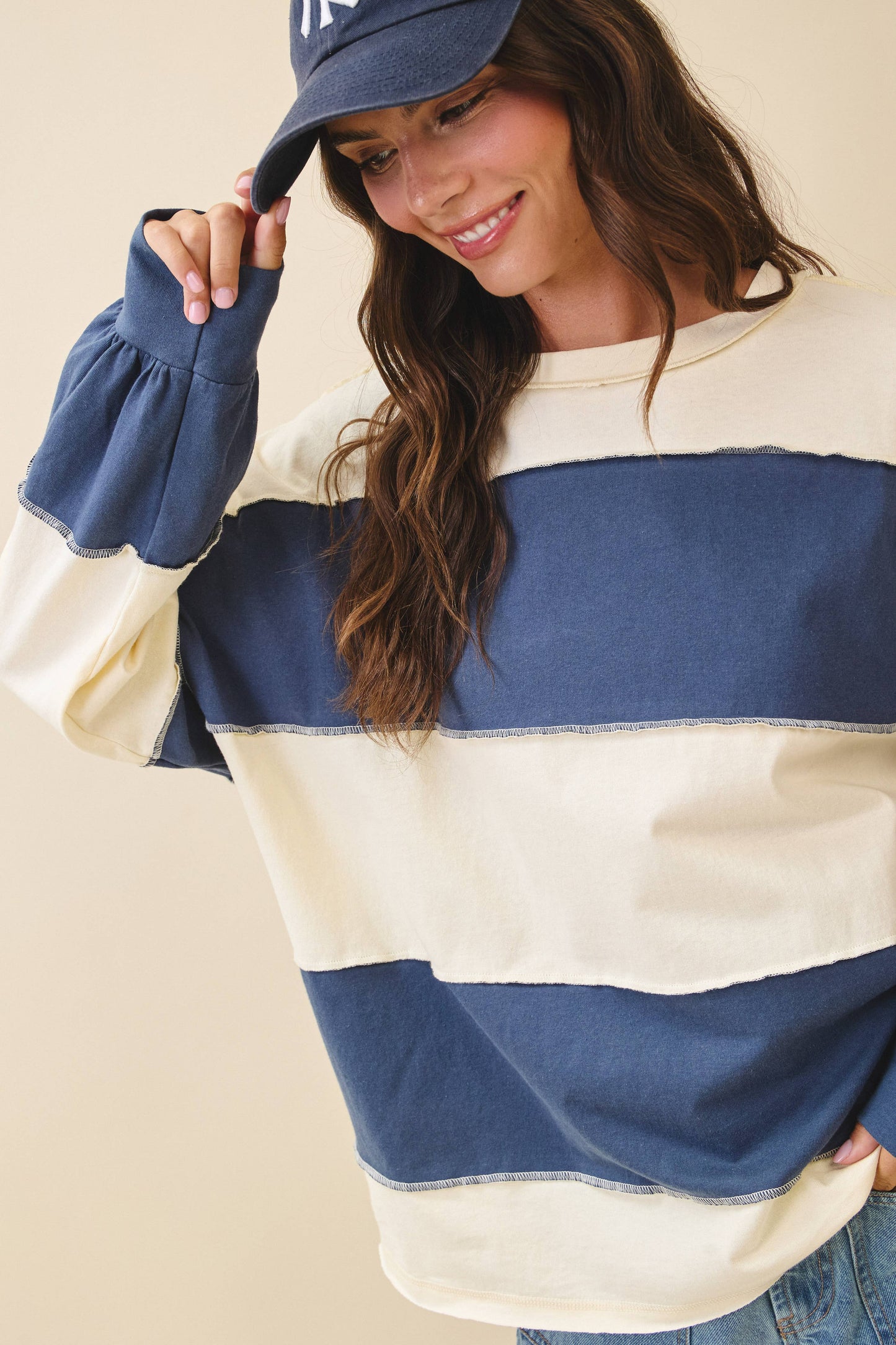 Contrast Panel Long Sleeve Slouchy