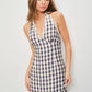 ILSA LACE TRIM PLAID MAXI DRESS