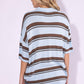 Striped Button Front Short Sleeve Sweater
