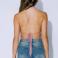 Halter Ruched Front Peplum Top