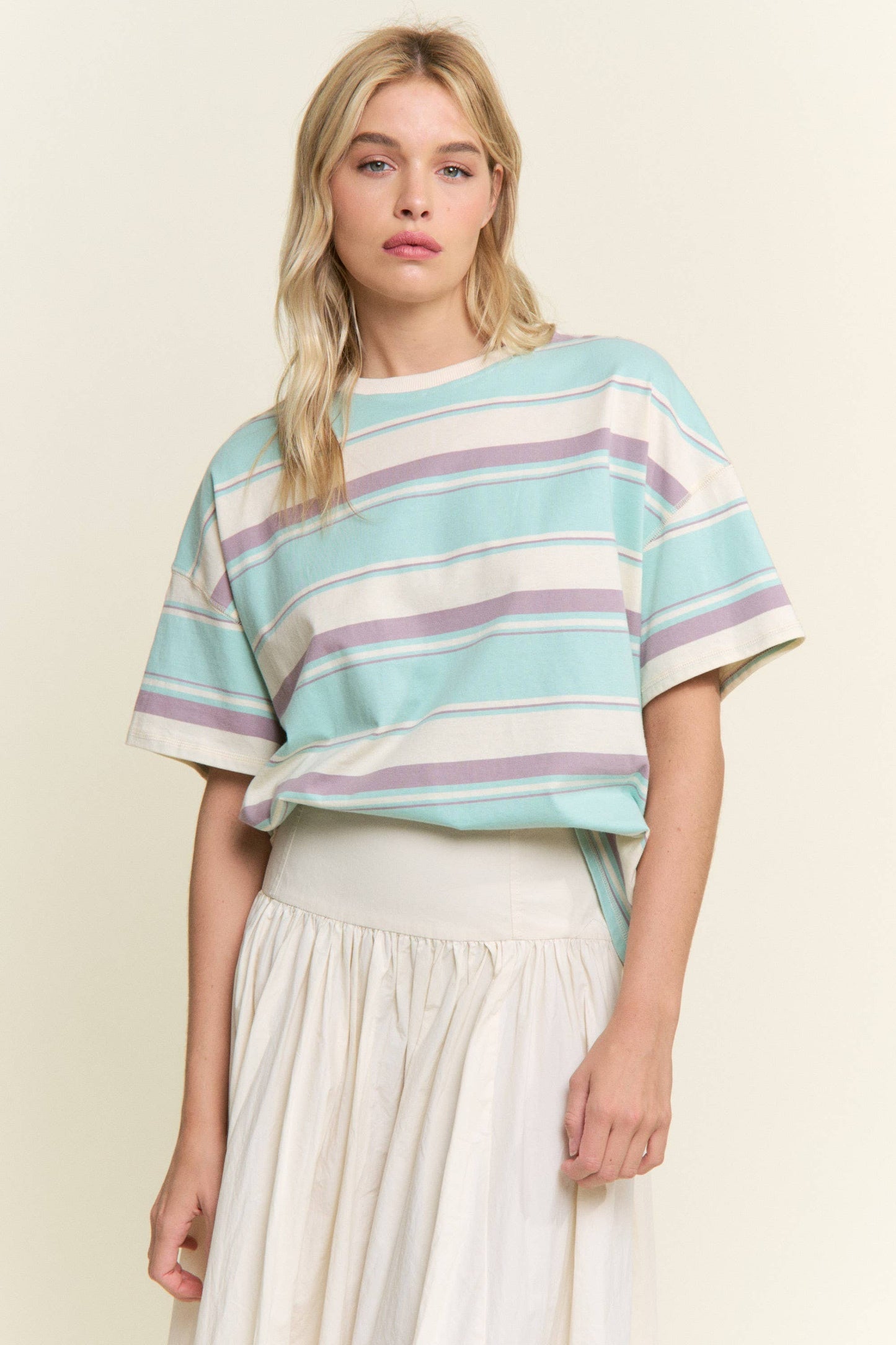 Stripe Oversized Short Sleeve Top