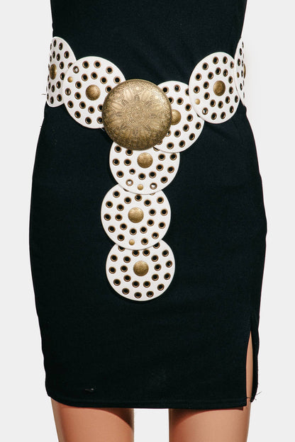 Faux Leather Western Bohemian Disc Belt