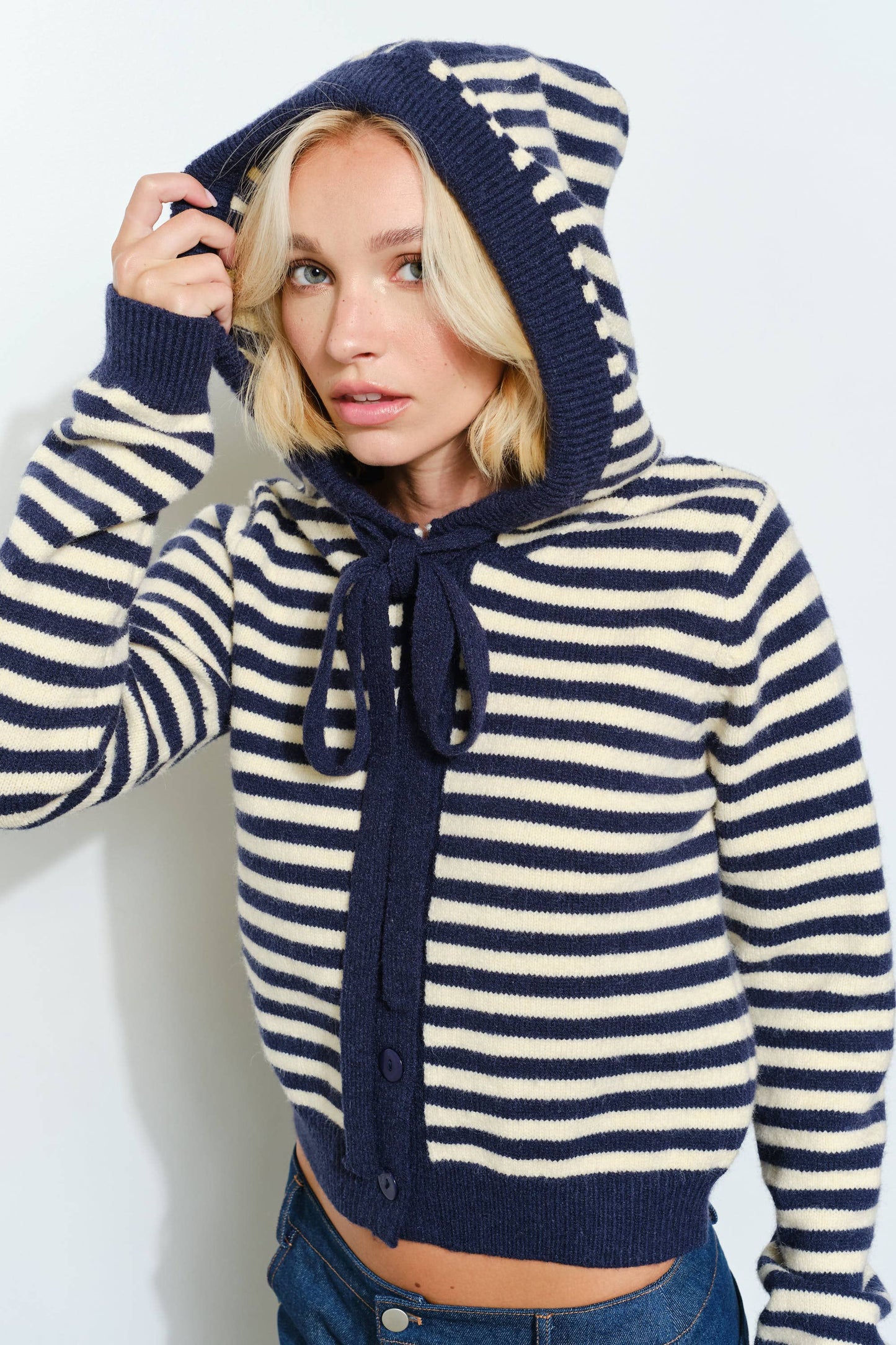 Stripped Hoodie Cardigan