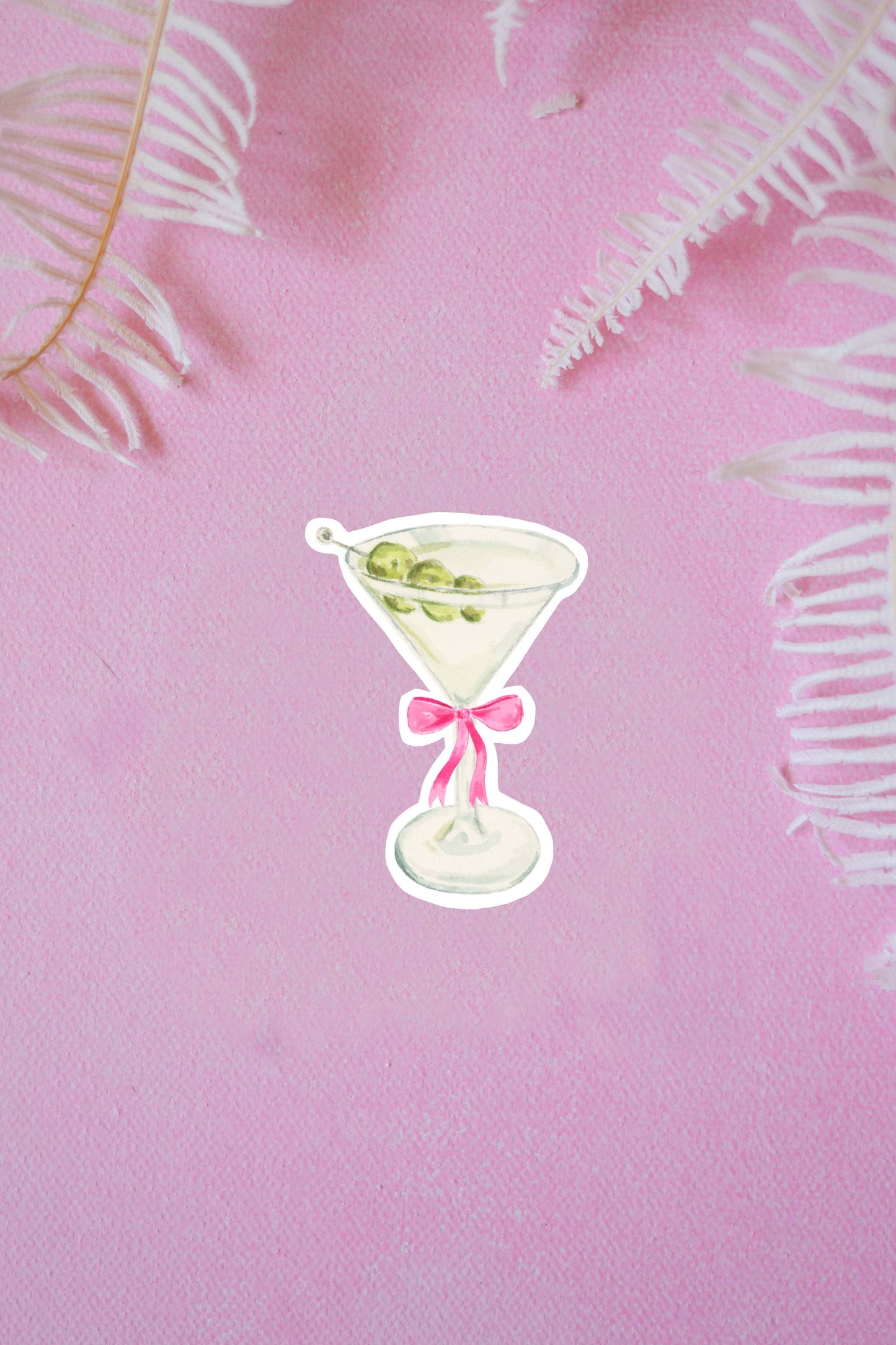 Martini pink bow vinyl sticker