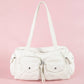Multi Pocket Textured Leather Shoulder Bag