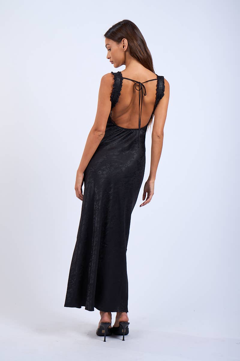 Satin Ruched Bust Sleeveless Open Back