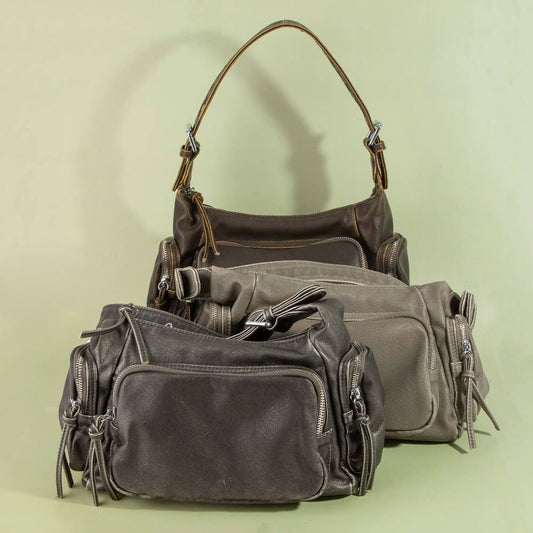 Multi Pocket Leather Shoulder Bag