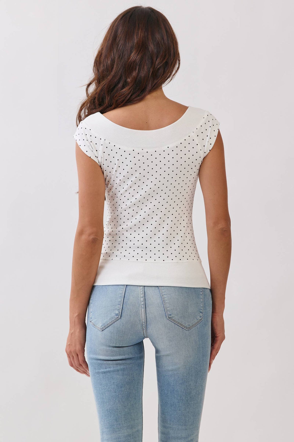 Polka Dot Boat neck Top