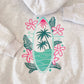 Pearl Grey Surfing The Waves Embroider Hoodie