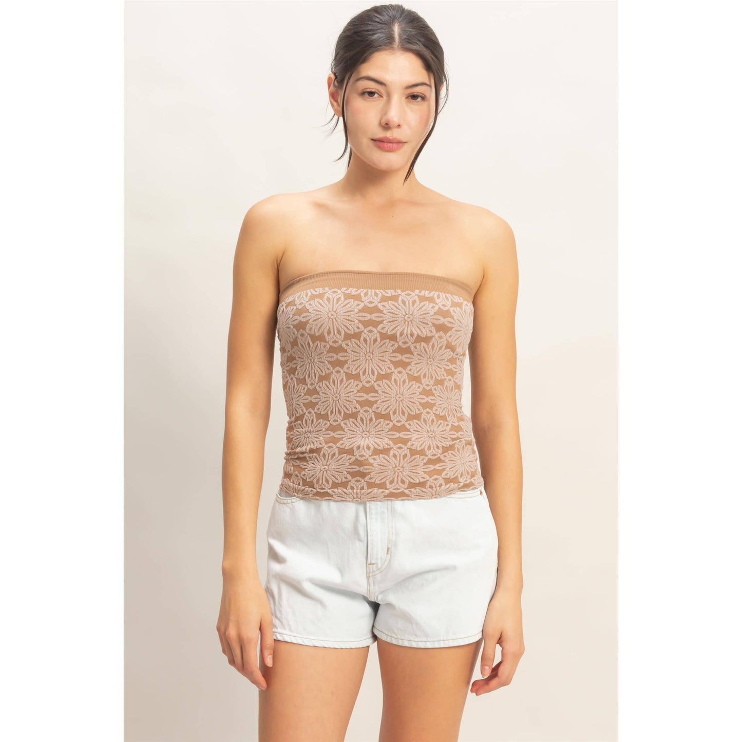Strapless Jacquard Top