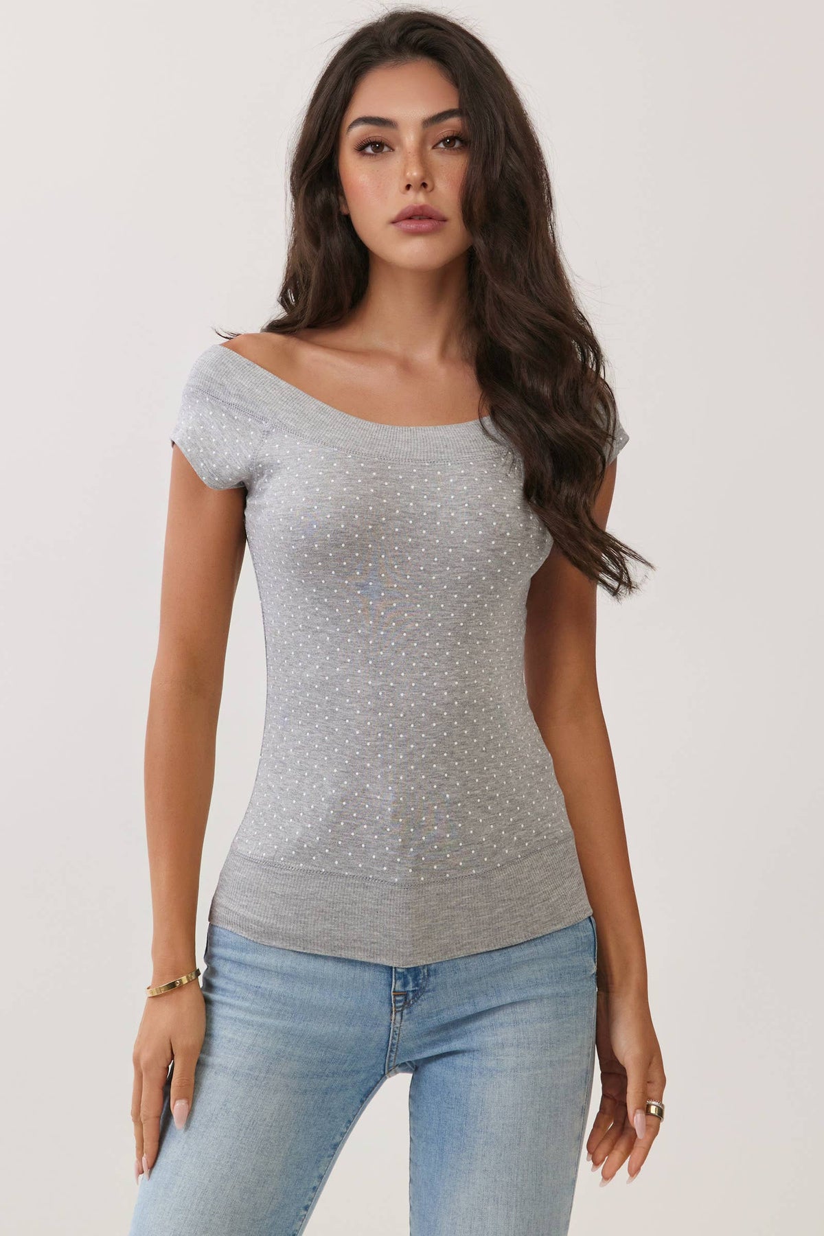 Polka Dot Boat neck Top