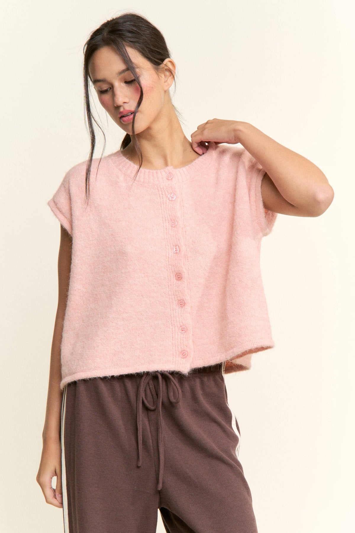 Soft Button-Front Knit Top