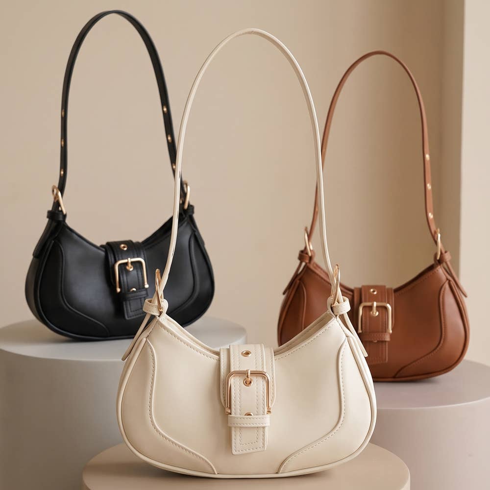 Buckle Crescent Shoulder Bag