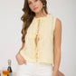 Lace Front Tie Sleeveless Blouse
