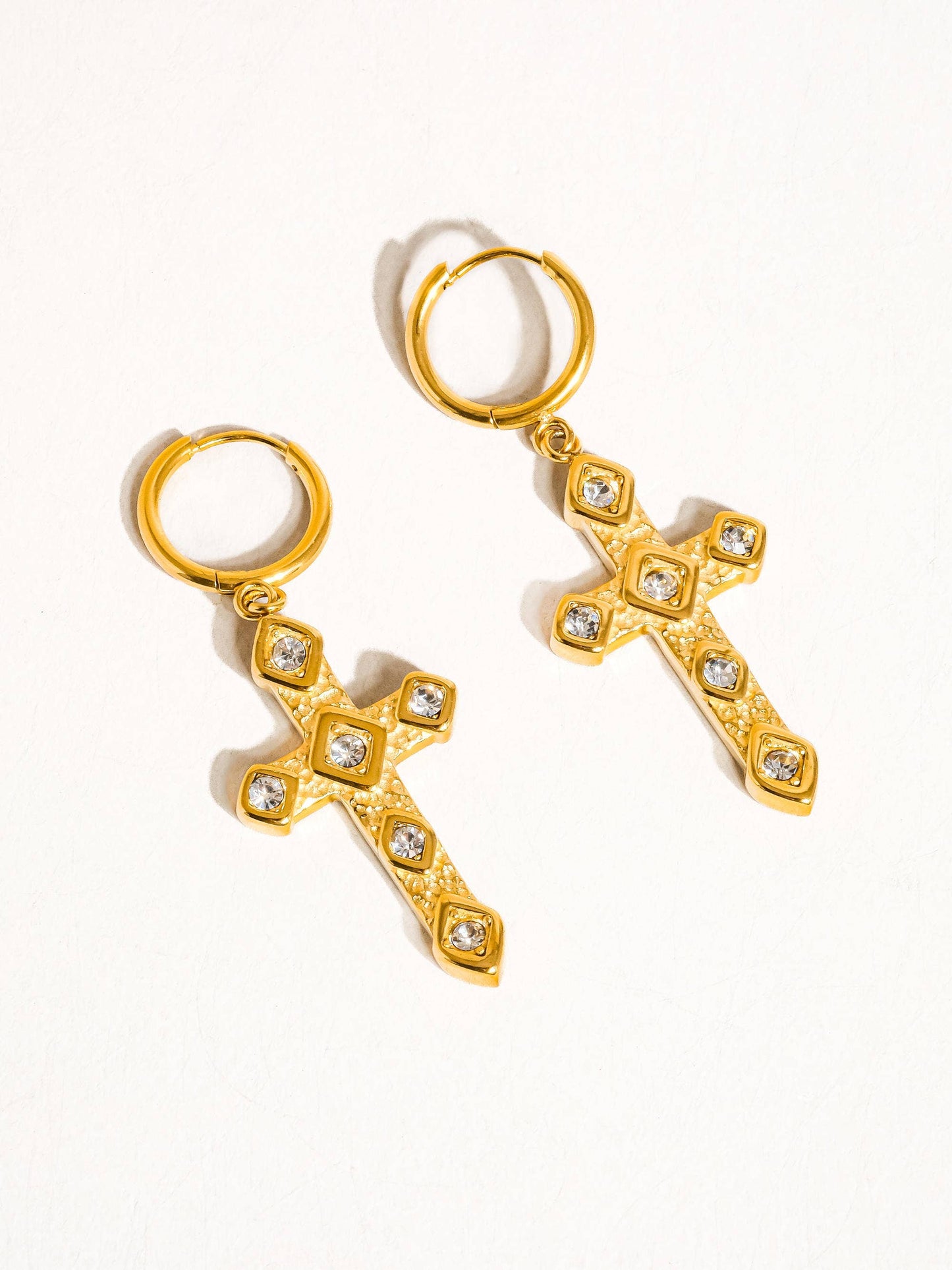 Miriam 18K Non-Tarnish CZ Cross Earring
