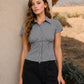 GINGHAM COLLARED SHORT SLEEVE TOP