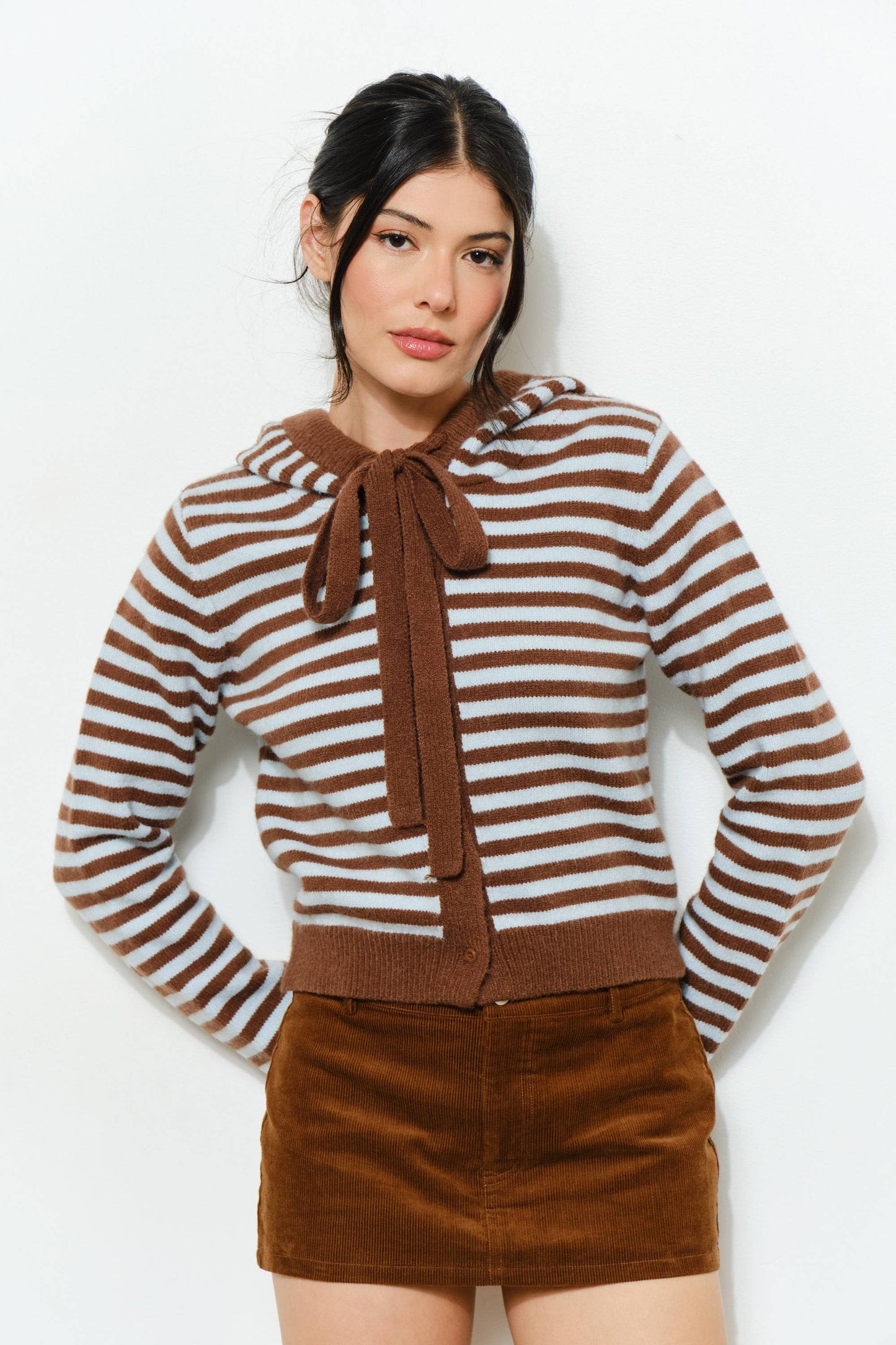 Stripped Hoodie Cardigan